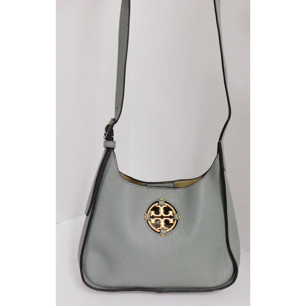 Tory Burch‎ Miller Small Pebbled Leather Hobo Shoulder Bag Blue
